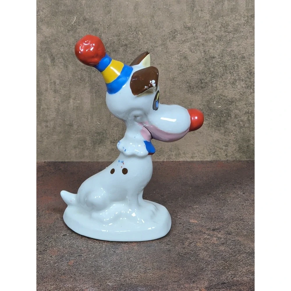 Vintage EDASA Brazil Ceramic Clown Dog Figurine, Mid-Century Whimsical 4.5